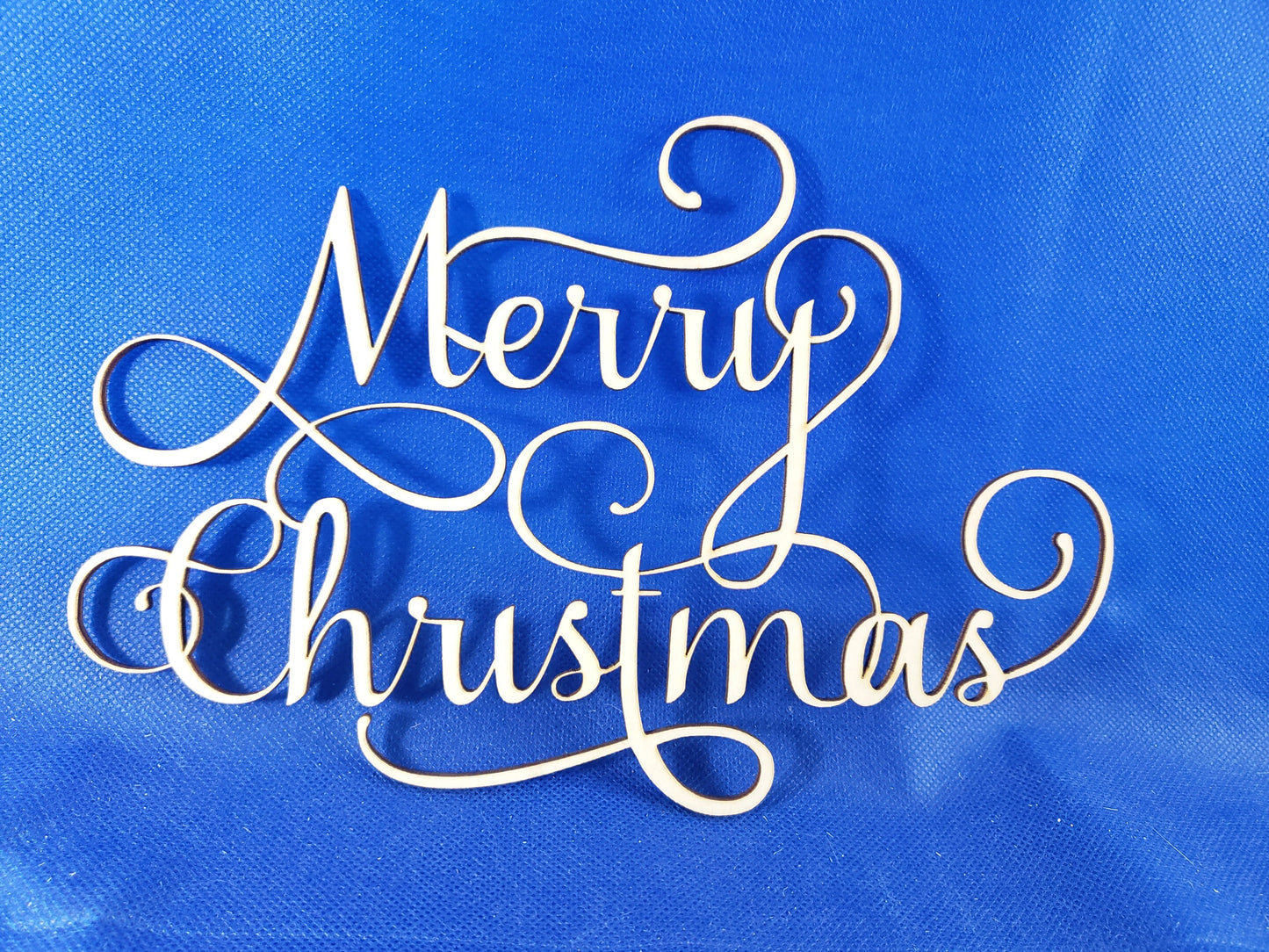 Merry Christmas Cutout - Unfinished laser cut wood birch blanks for earrings, crafts, jewelry and DIY projects