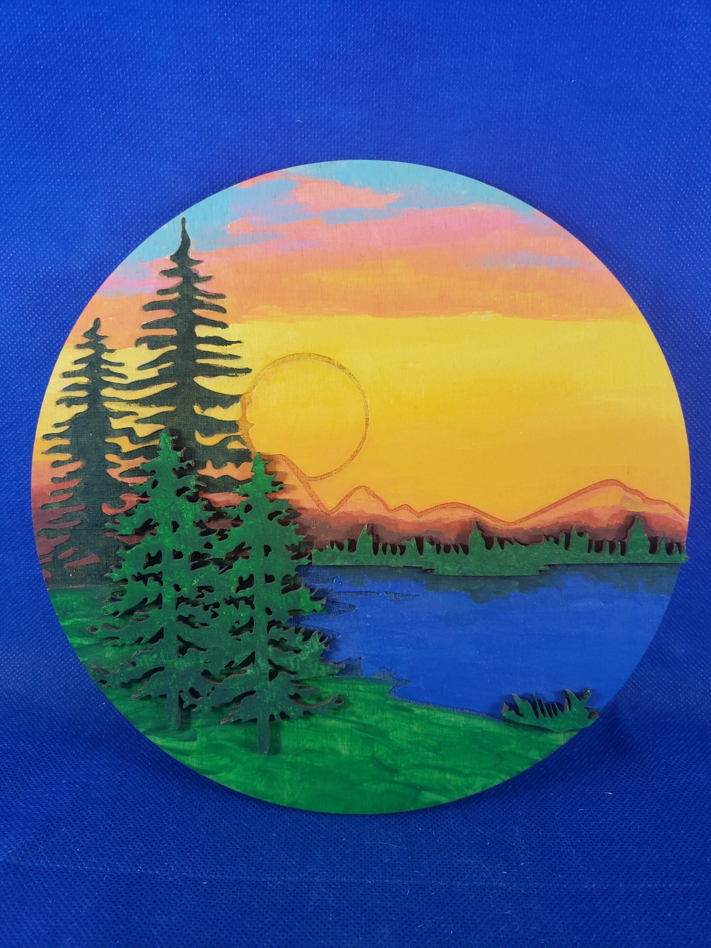DIY Round Door Sign / Welcome Door Hanger / Mountain Scene DIY / Paint Party / Wood Kit / Do It Yourself