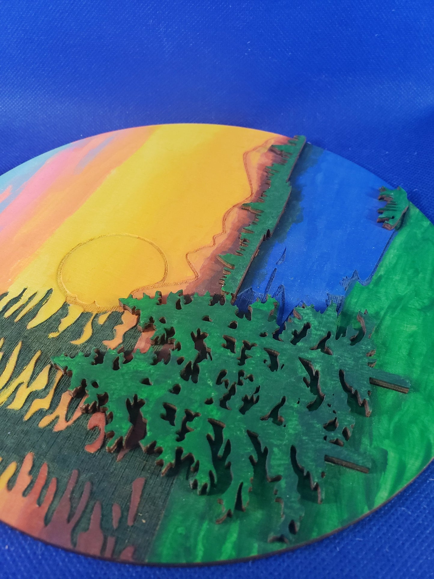 DIY Round Door Sign / Welcome Door Hanger / Mountain Scene DIY / Paint Party / Wood Kit / Do It Yourself