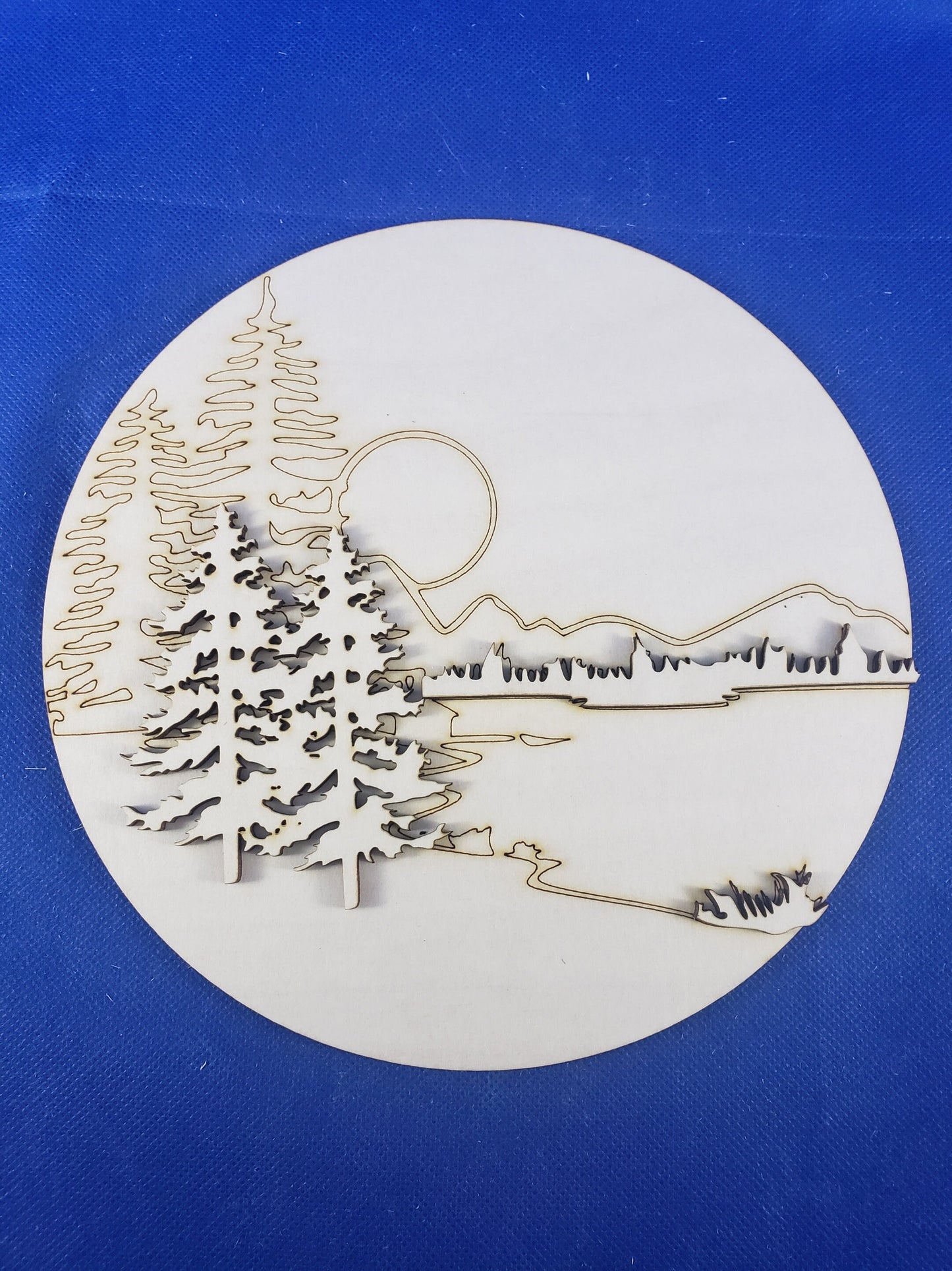 DIY Round Door Sign / Welcome Door Hanger / Mountain Scene DIY / Paint Party / Wood Kit / Do It Yourself