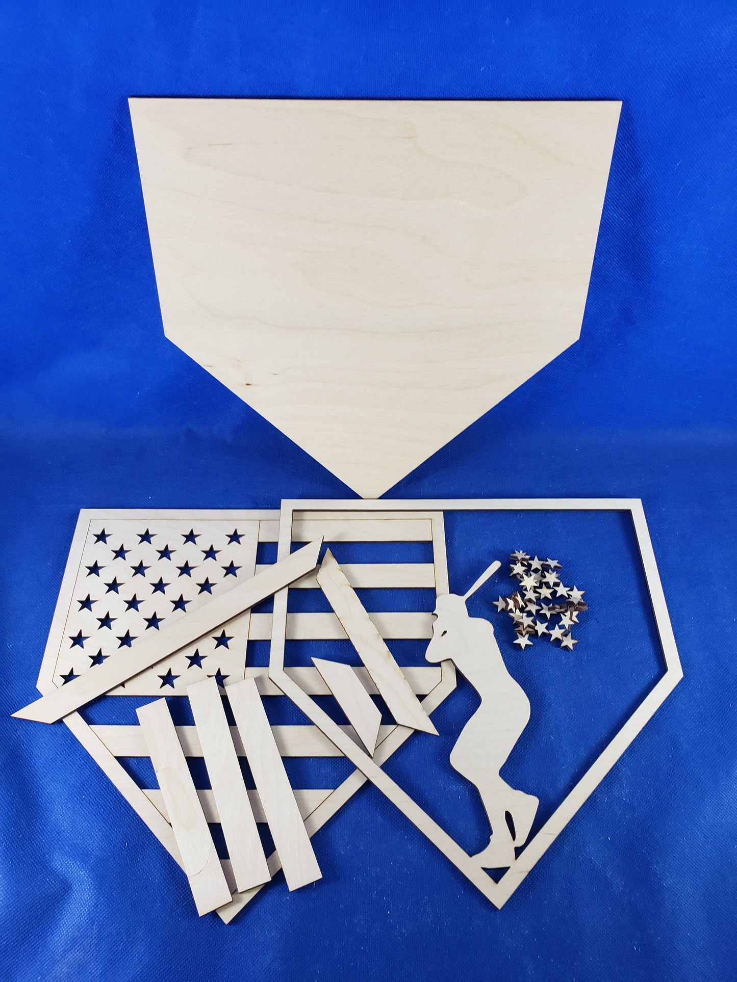 Unfinished Wood DIY Kit | Home plate Flag w Batter House Door Hanger | Door Decor | Wooden Door Hanger | Paint Your Own DIY Kit |