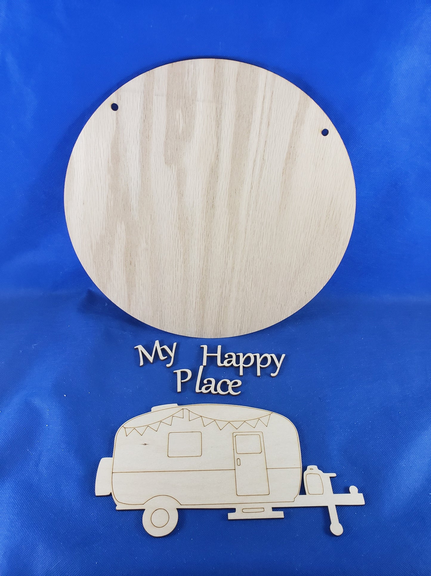 DIY Round Door Sign / Welcome Door Hanger / My Happy Place DIY / Paint Party / Wood Kit / Do It Yourself