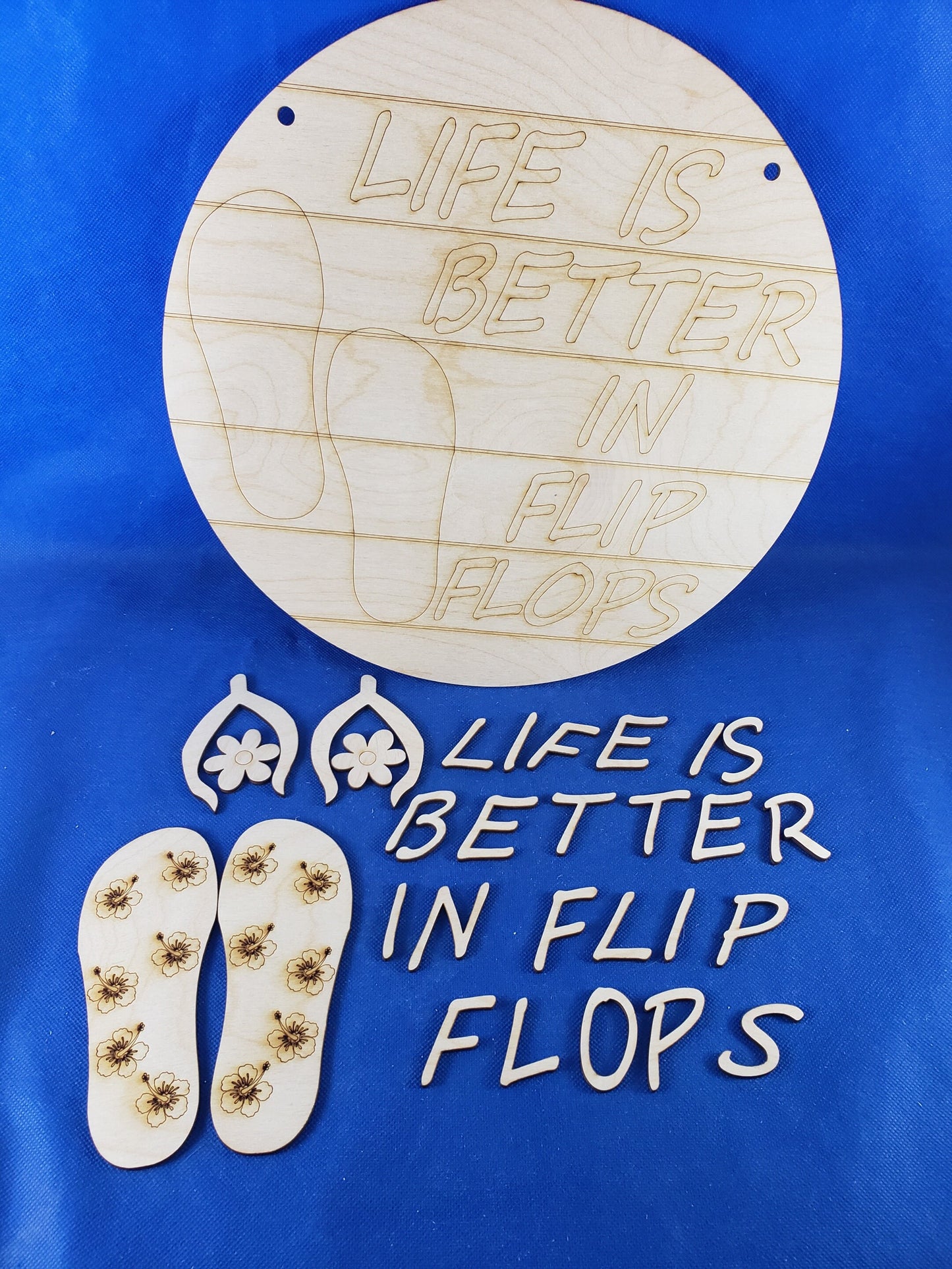 Life is better in Flip Flops Door Hanger Wood DIY Kit - Paint Your Own Wooden Decor with this Unfinished Wooden project Made In USA