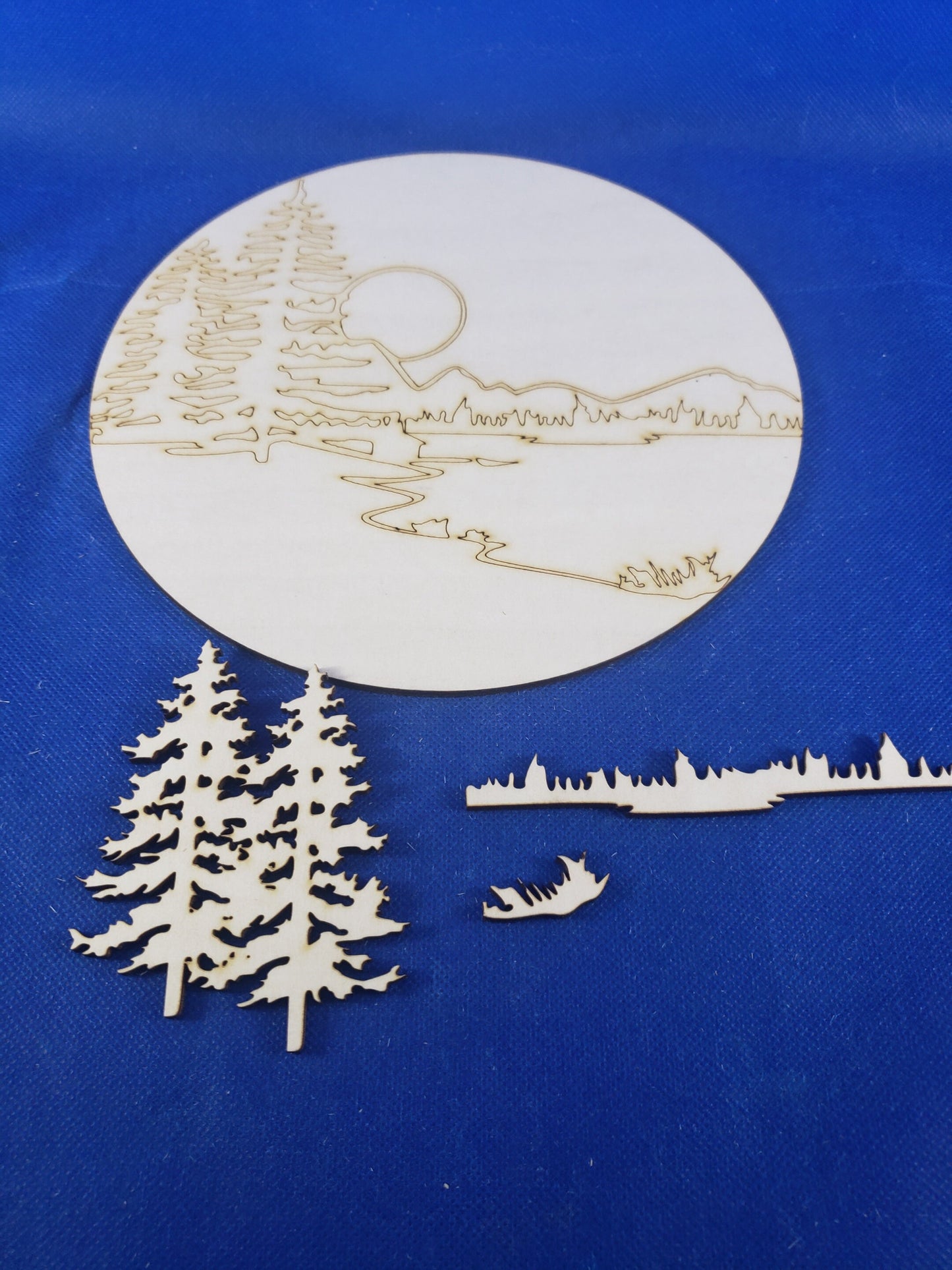DIY Round Door Sign / Welcome Door Hanger / Mountain Scene DIY / Paint Party / Wood Kit / Do It Yourself