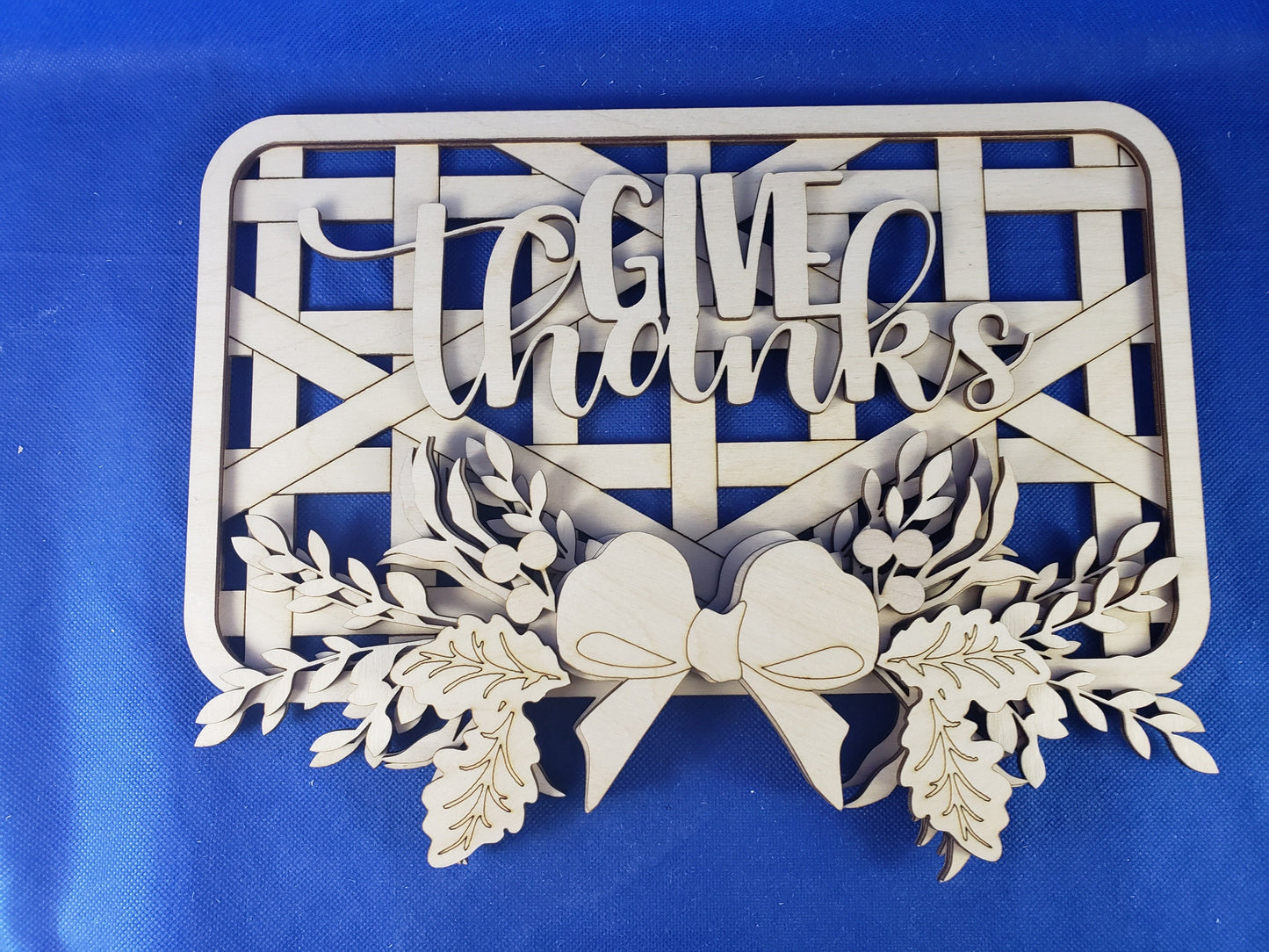 Give Thanks Basket Hanging Wood DIY Kit - Paint Your Own Wooden Decor with this Unfinished Wooden project Made In USA