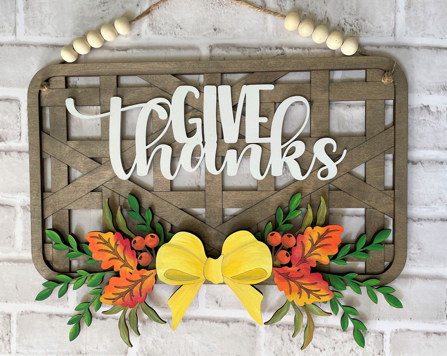 Give Thanks Basket Hanging Wood DIY Kit - Paint Your Own Wooden Decor with this Unfinished Wooden project Made In USA
