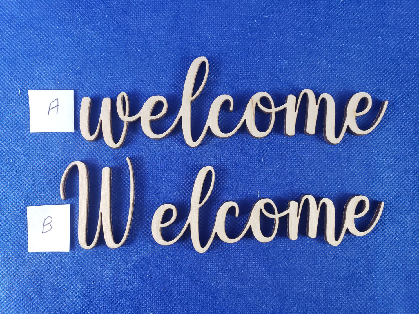 Welcome Text Word Laser Cut Out Unfinished Wood Shape Craft Supply