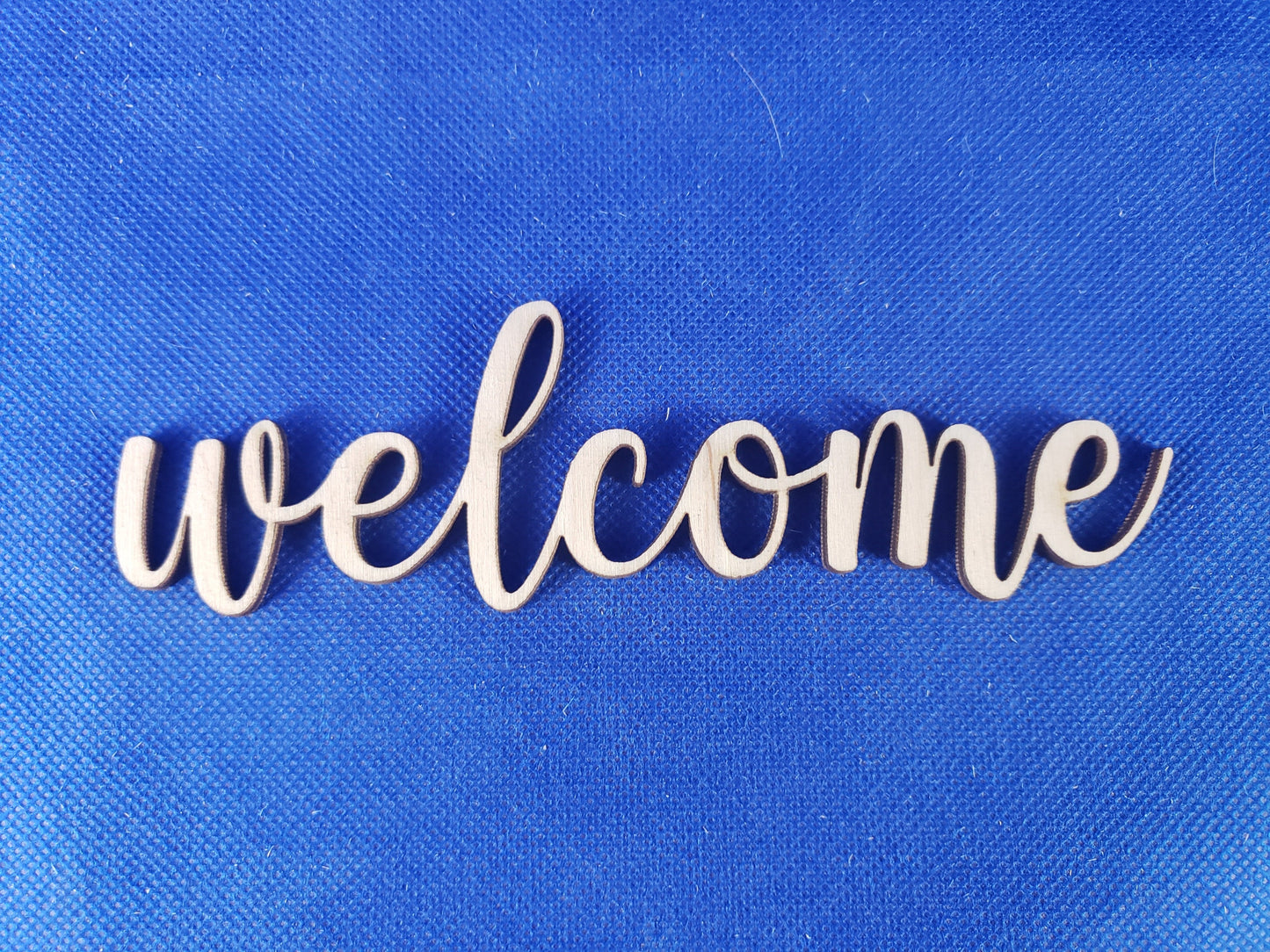 Welcome Text Word Laser Cut Out Unfinished Wood Shape Craft Supply