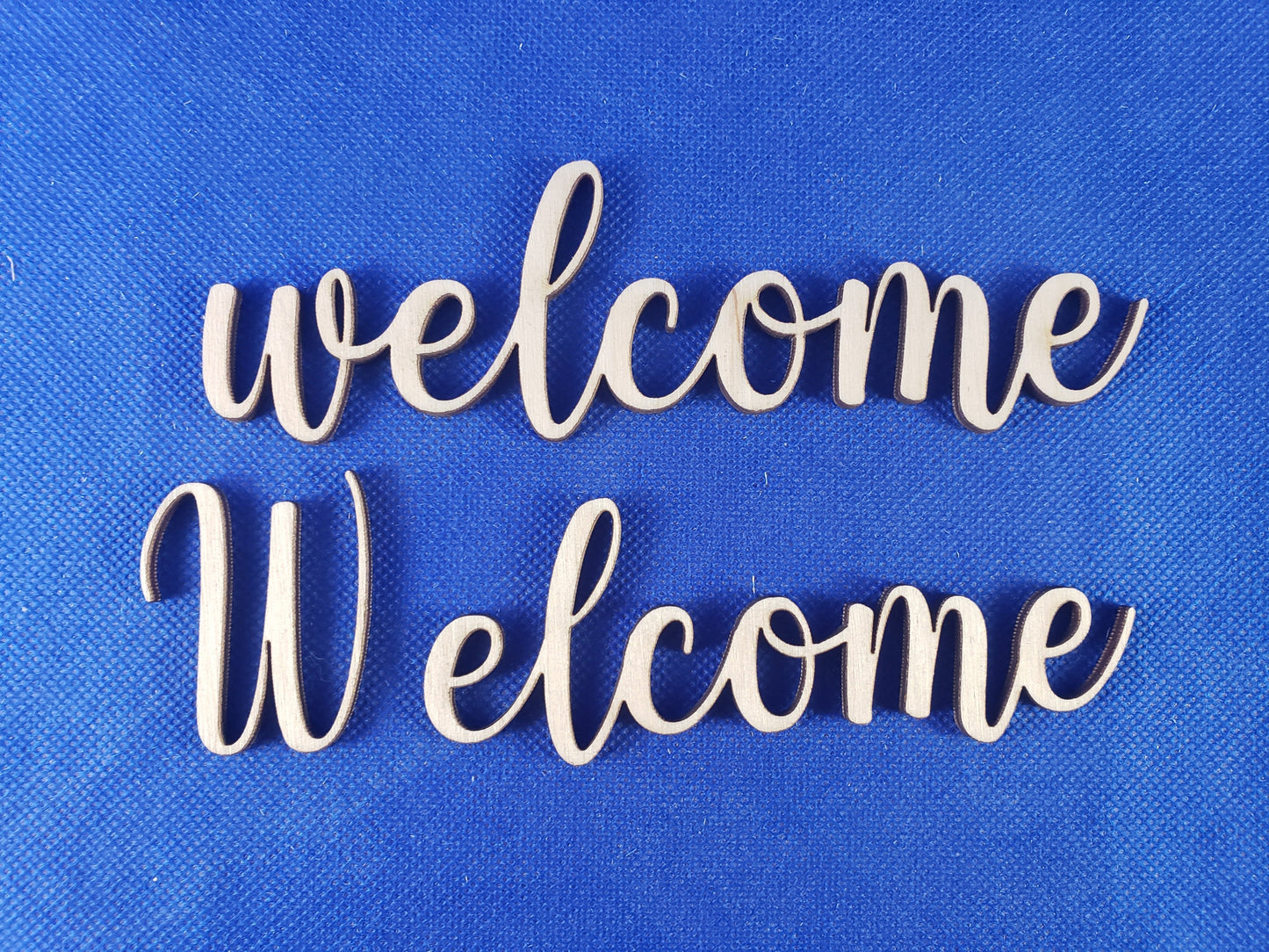 Welcome Text Word Laser Cut Out Unfinished Wood Shape Craft Supply