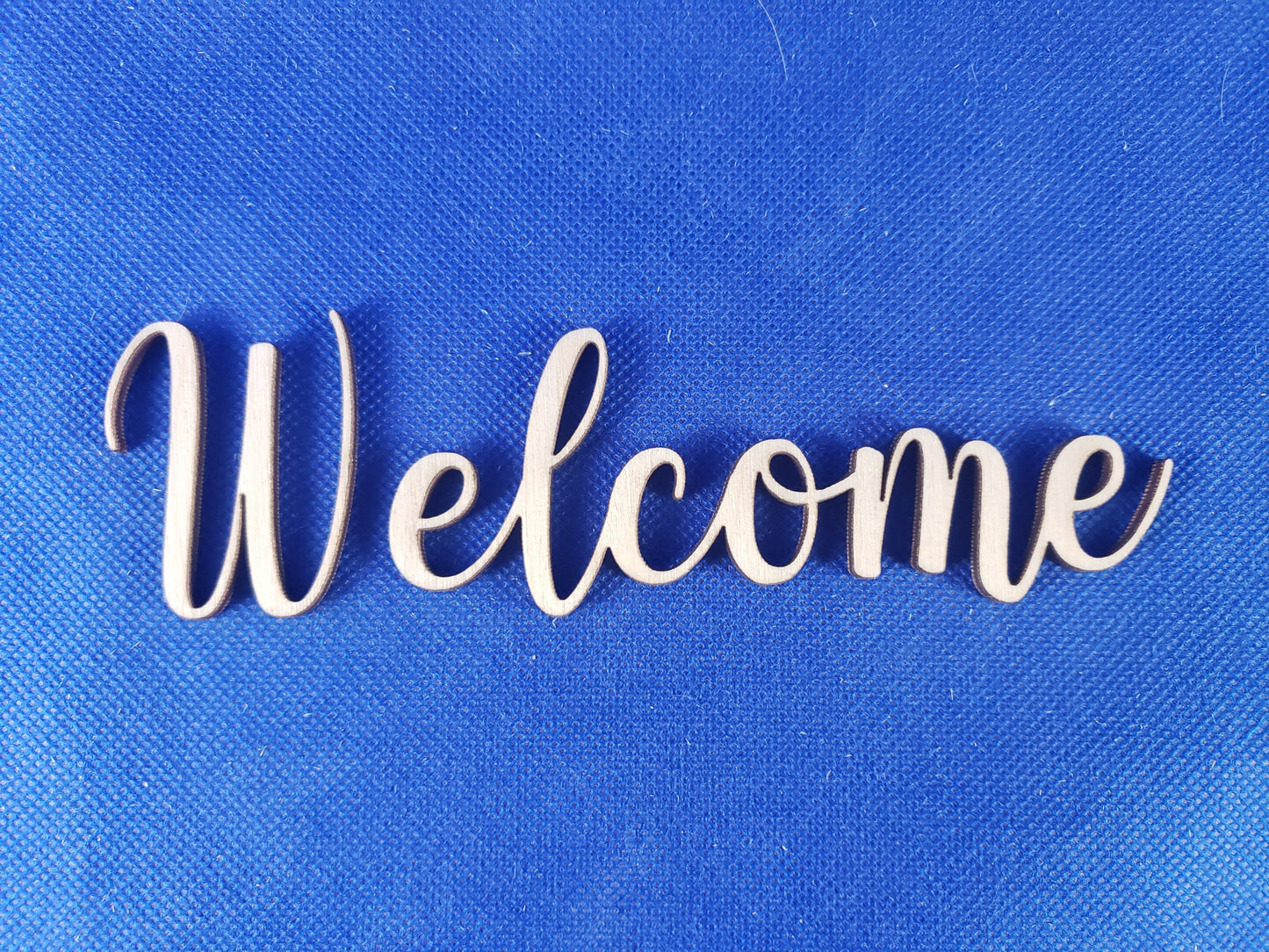 Welcome Text Word Laser Cut Out Unfinished Wood Shape Craft Supply