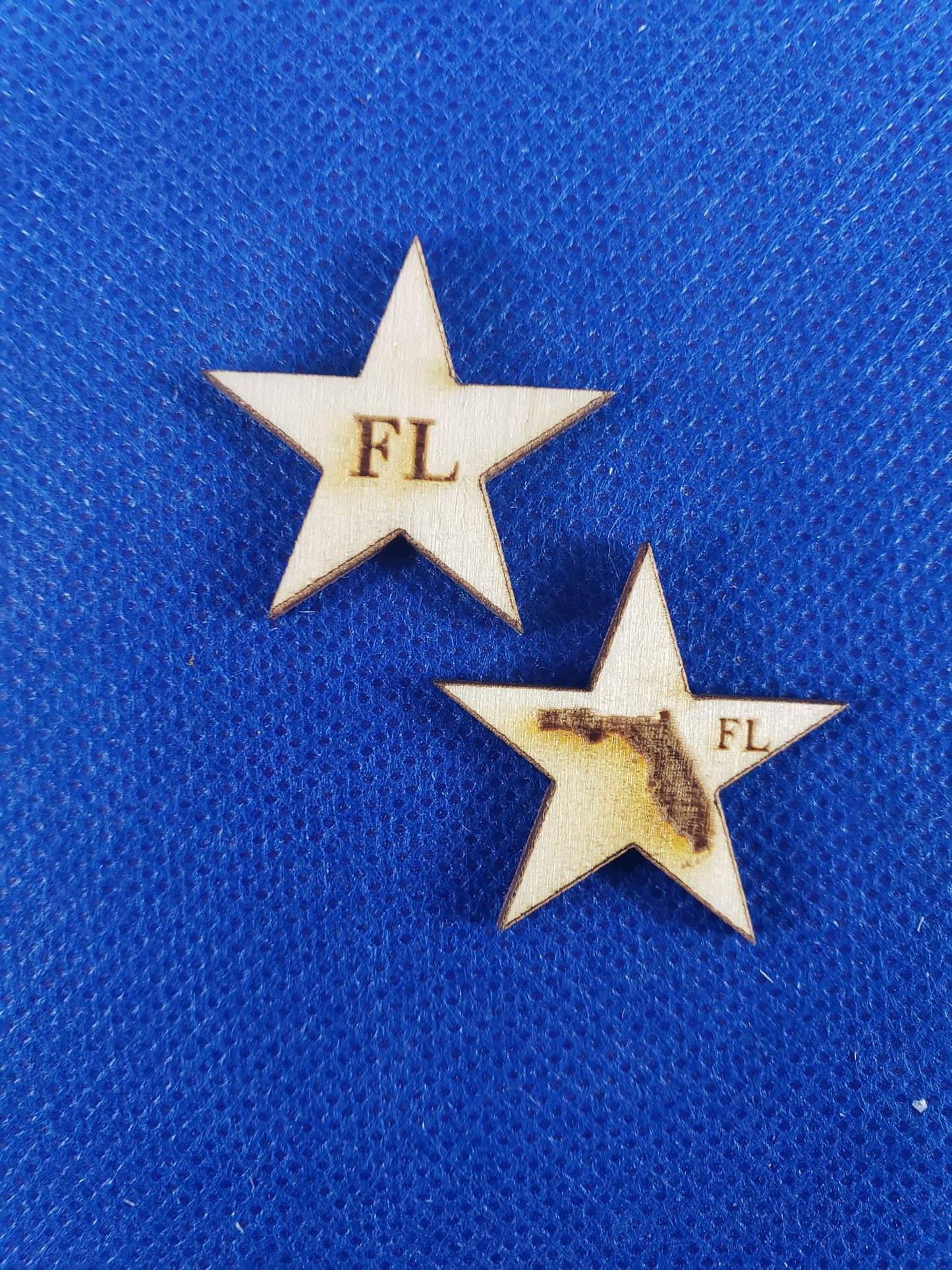Stars with State Abbreviations - Laser cut natural wooden star blanks
