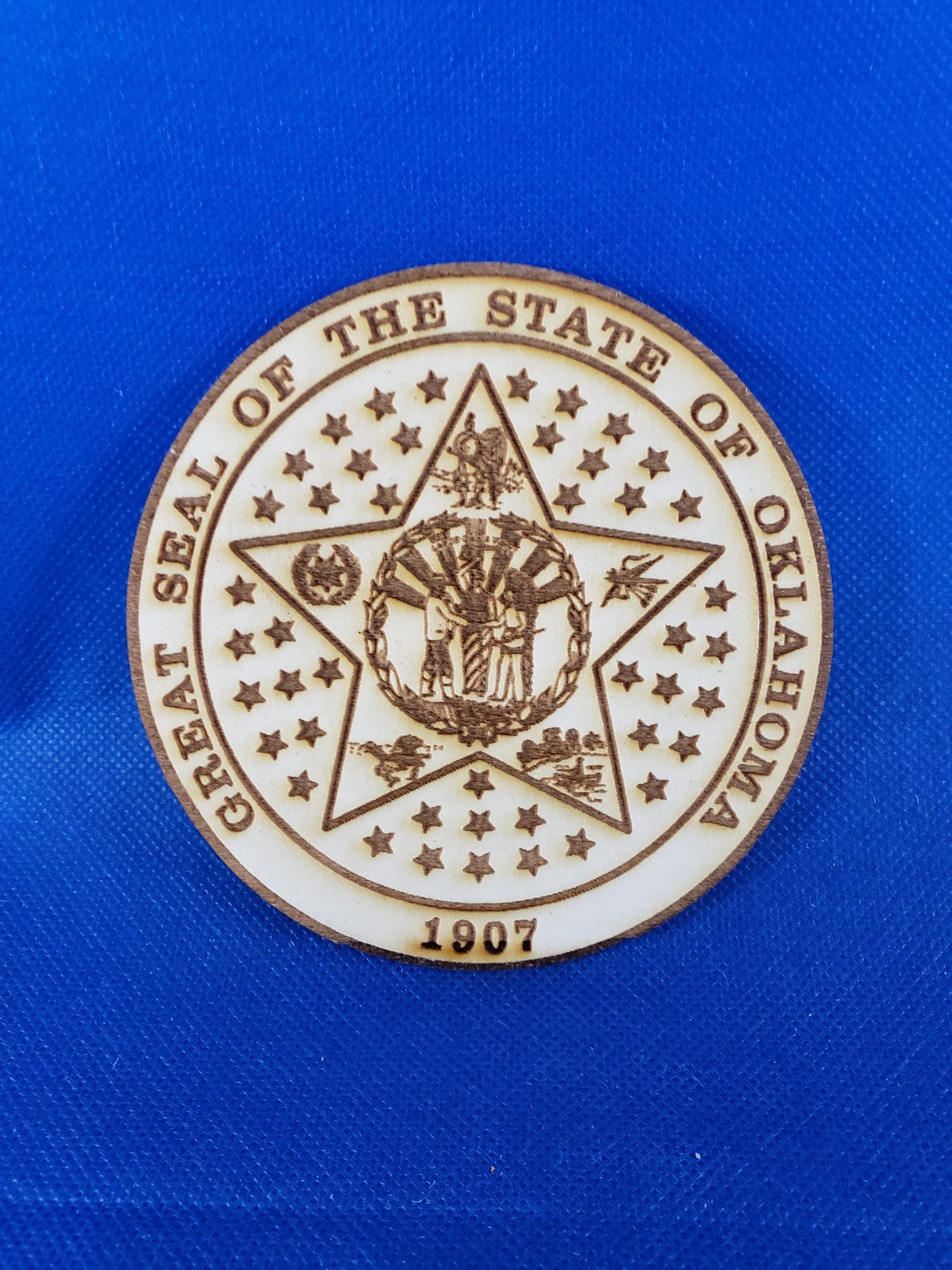 Oklahoma State Seal - Laser cut natural wooden blanks