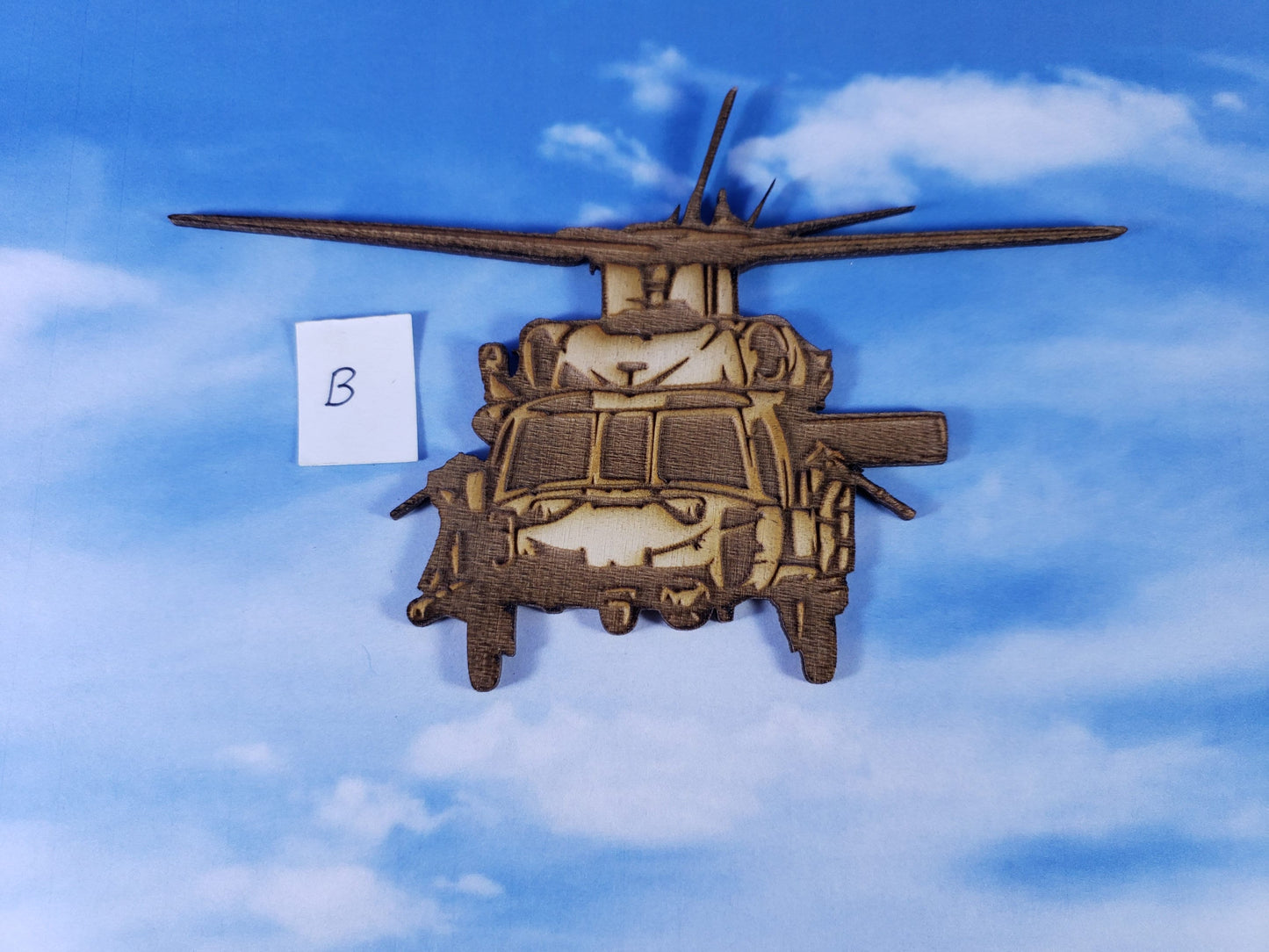 Black Hawk Helicopter Front-Laser cut natural wooden blank