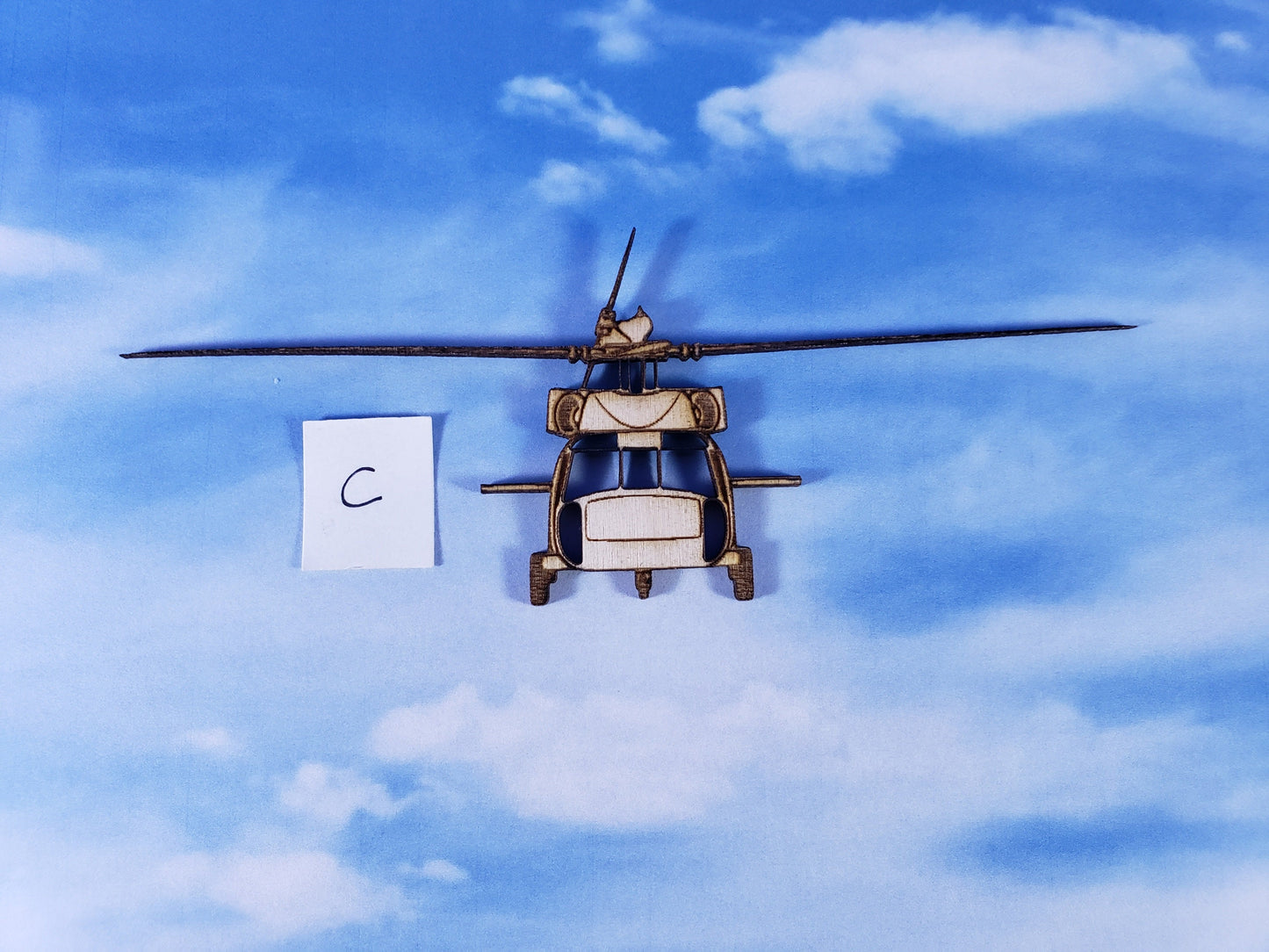 Black Hawk Helicopter Front-Laser cut natural wooden blank