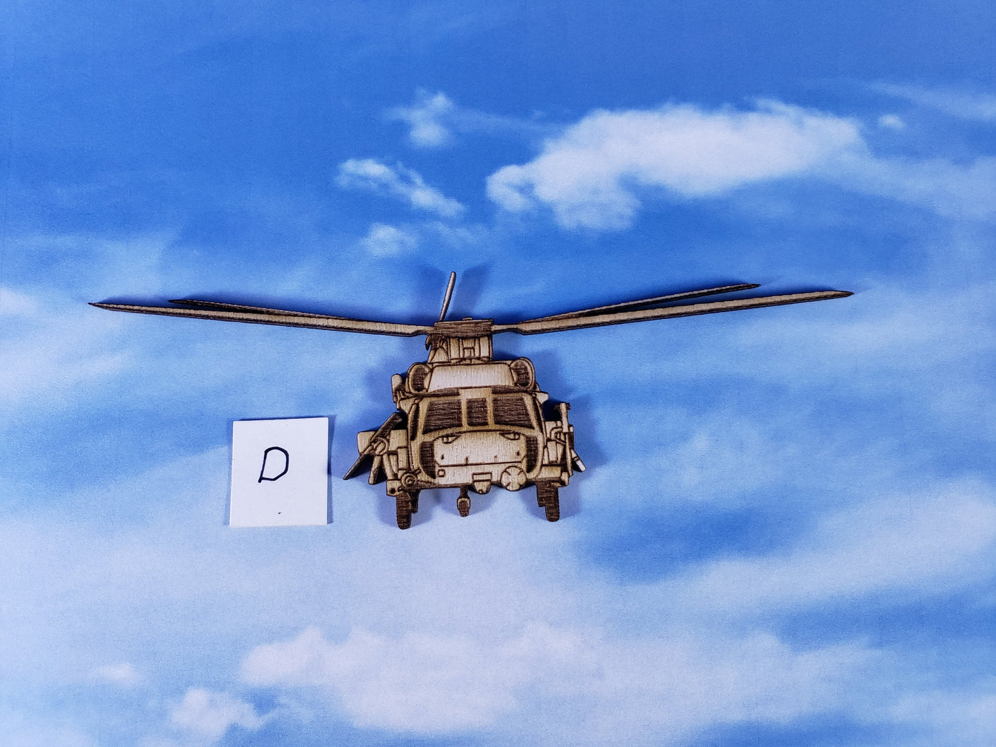 Black Hawk Helicopter Front-Laser cut natural wooden blank