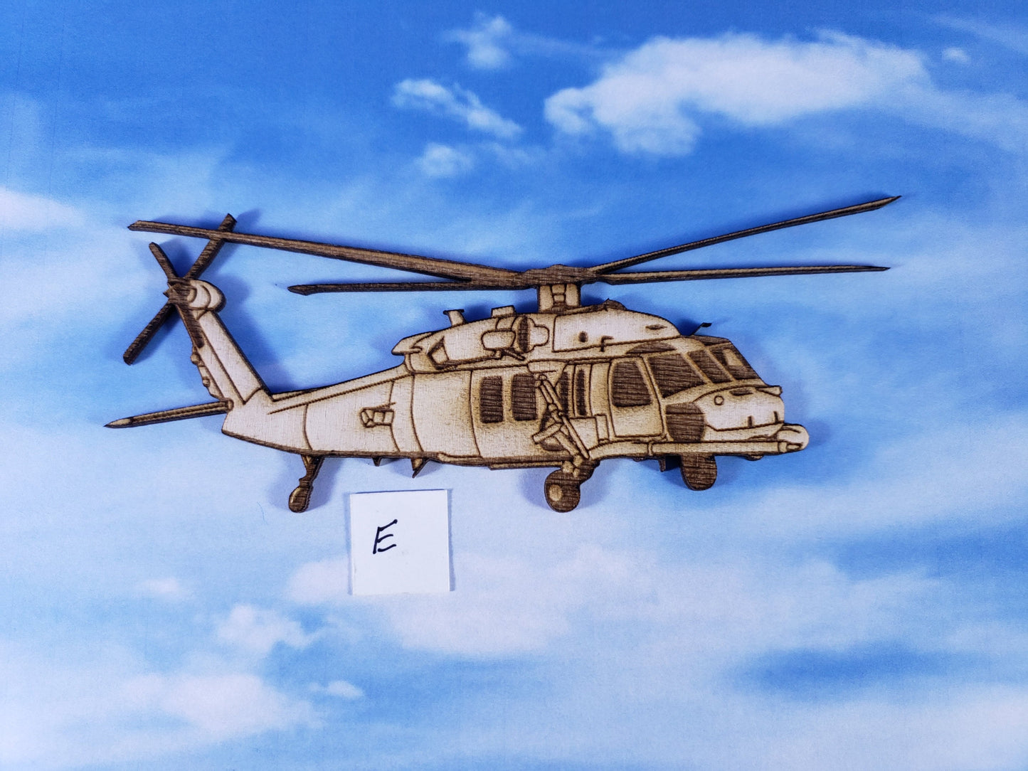 Black Hawk Helicopter-Laser cut natural wooden blank