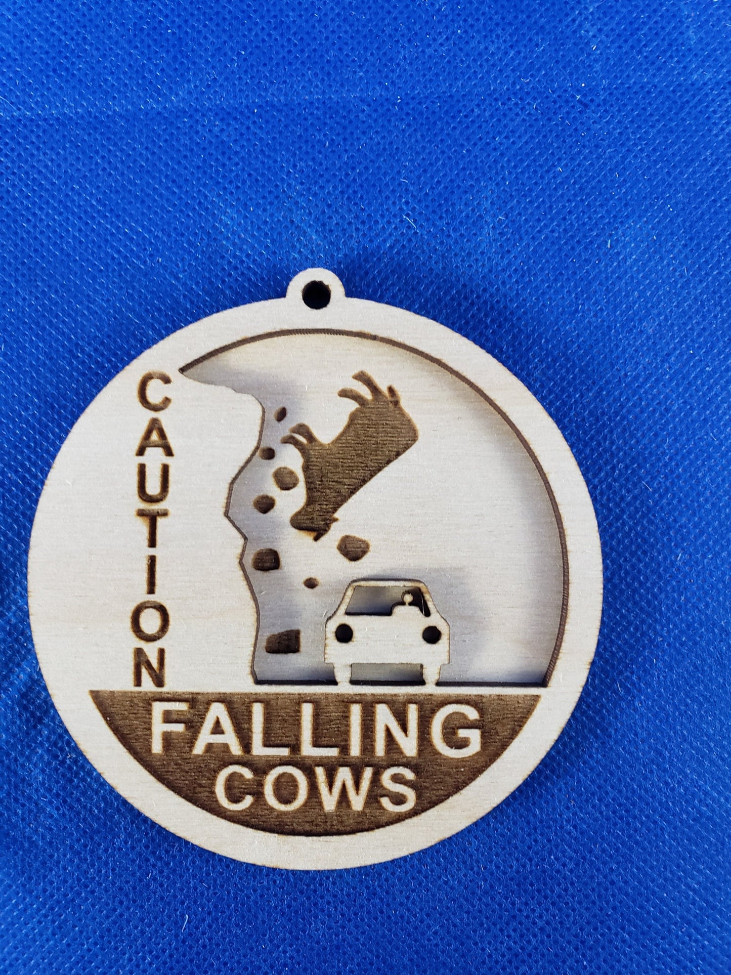 Caution Falling Cows Ornament-Laser cut natural wooden blanks