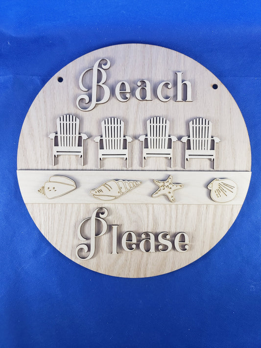 Beach Please DIY Door Sign kit - Great for Birthdays, Home Decor, Paint Parties