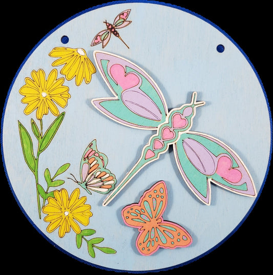 DIY Round Door Sign / Welcome Door Hanger / Dragonfly DIY / Paint Party / Wood Kit / Do It Yourself