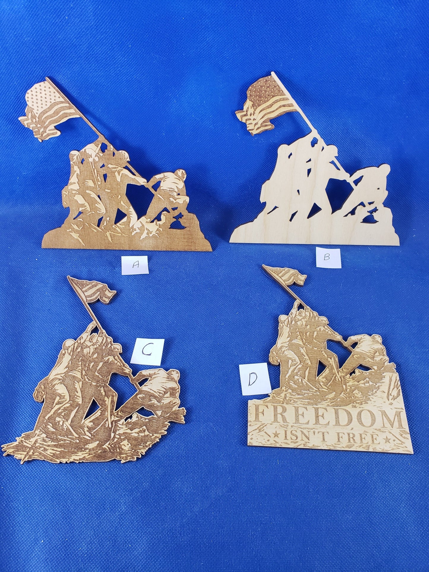 Iwo Jima Flag Raising Unfinished Wood Blanks for Crafts and DIY Projects - Patriotic Crafting Supplies