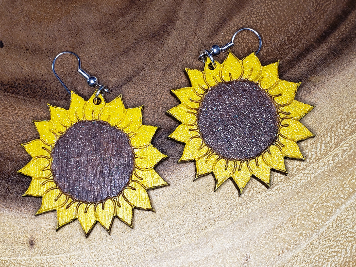 Sunflower - Hand Painted Laser Cut Earrings
