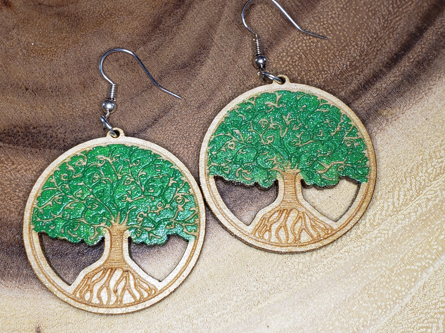 Tree of Life - Hand Painted Laser Cut earrings