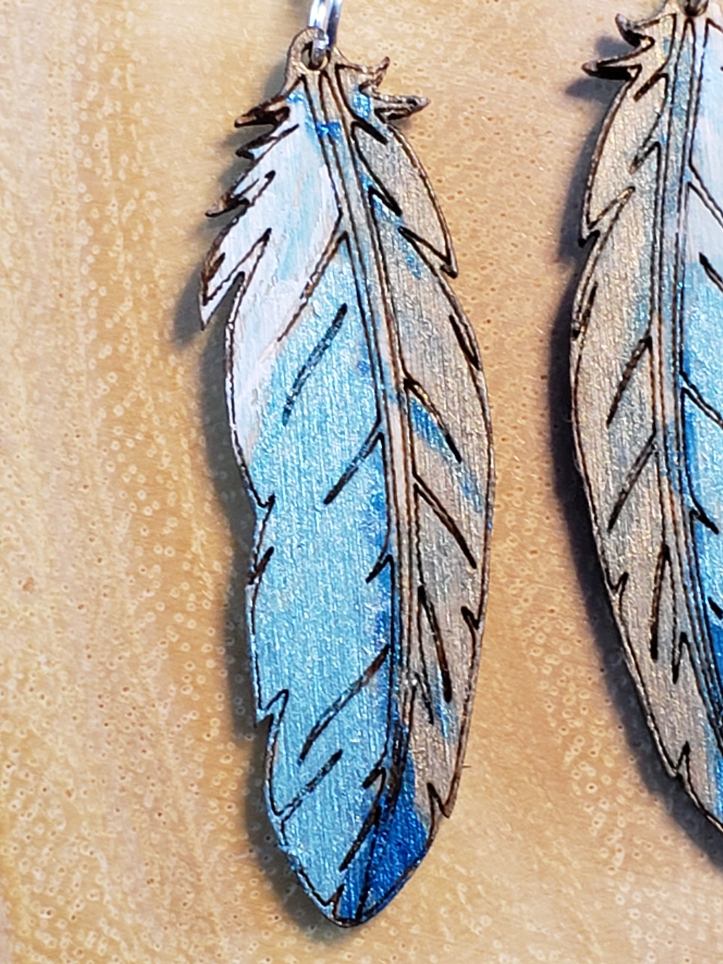 Feather Earrings - Hand Painted Laser Cut Earrings