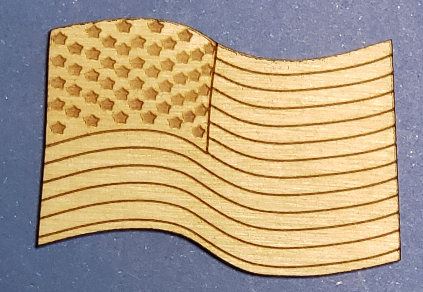 American Flag Waving-Laser cut natural wooden blank