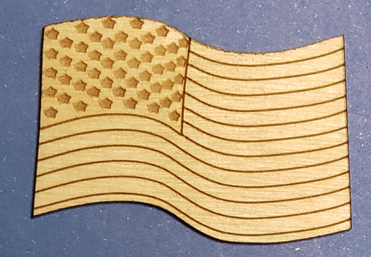 American Flag Waving-Laser cut natural wooden blank