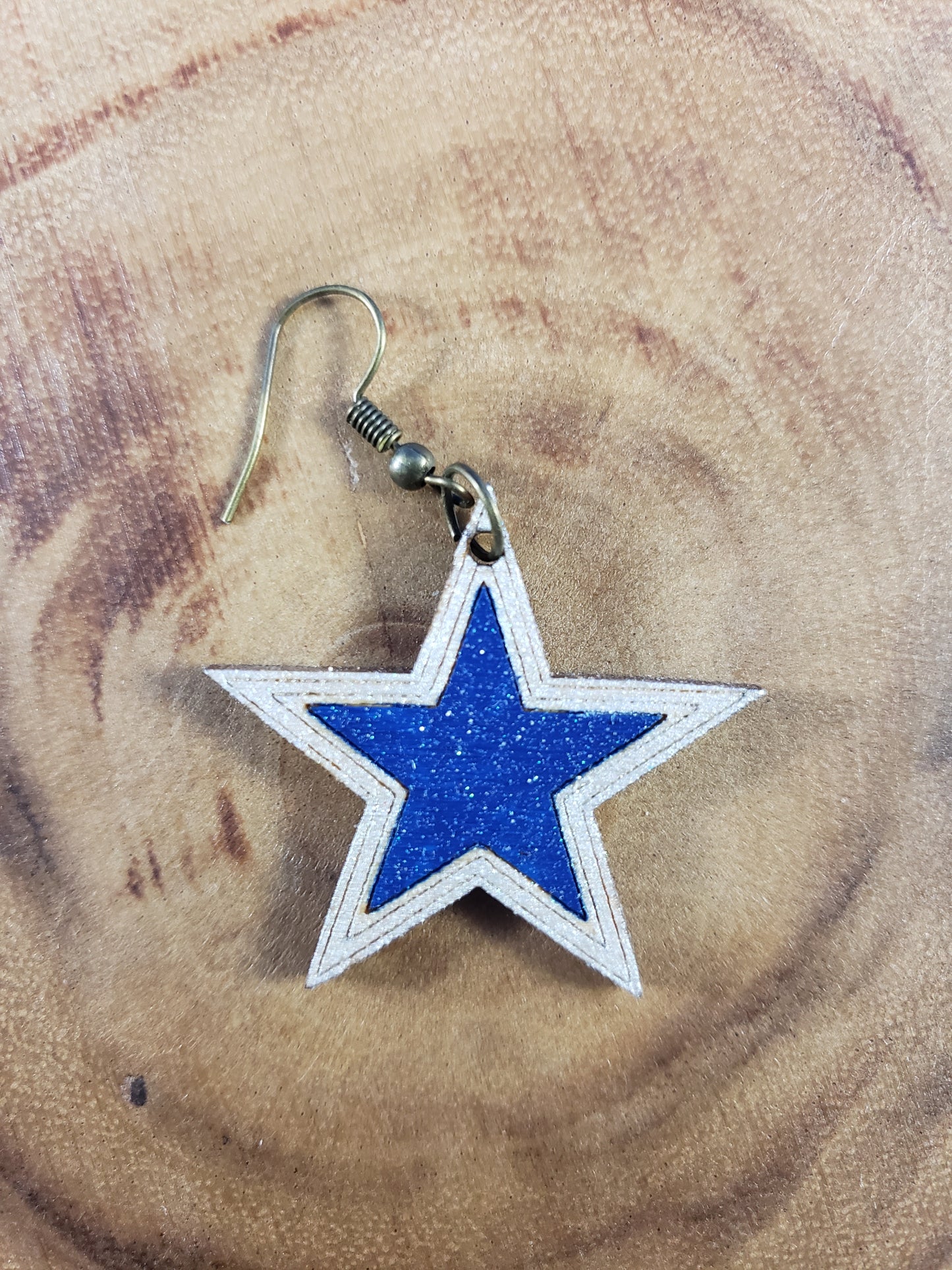 Cowboy's Glitter Star  - Hand Painted Laser Cut Earrings