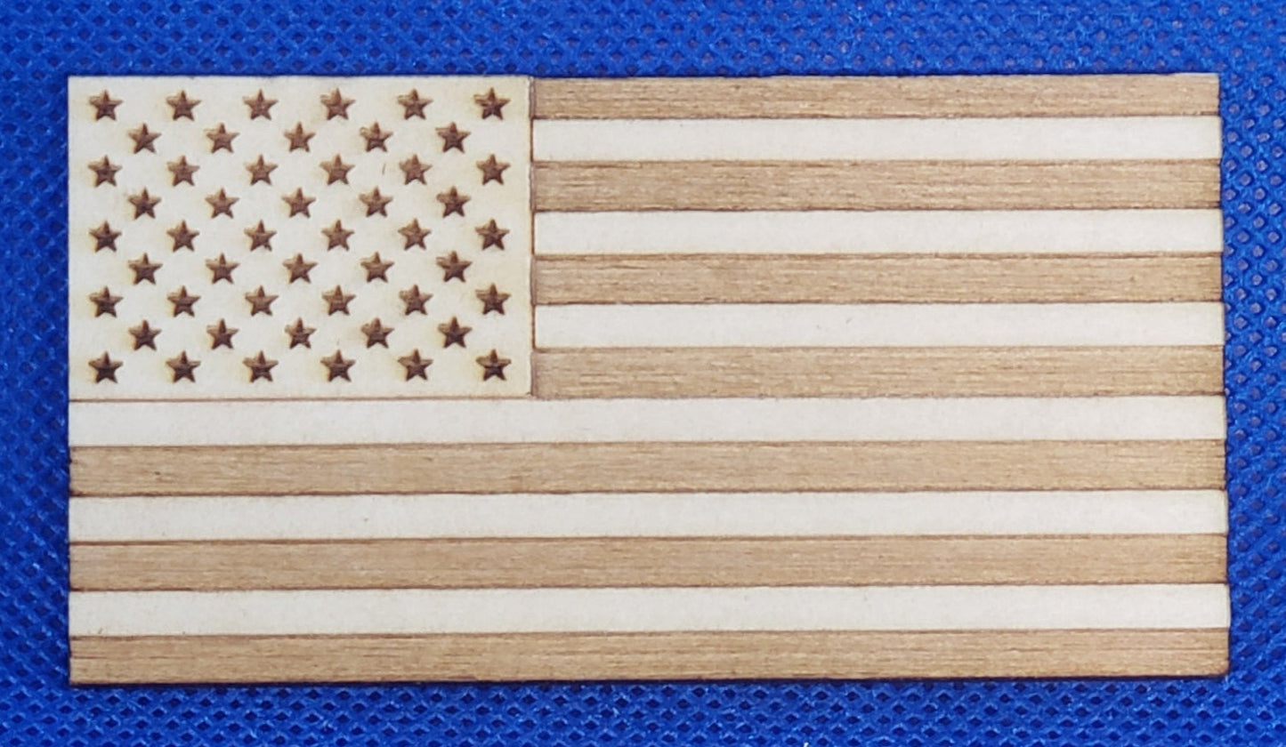 US Flag engraved - Laser cut natural wooden blanks