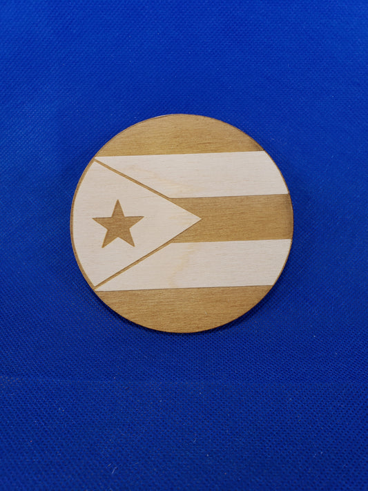 Puerto Rico Round Flag - Laser cut natural wooden blanks