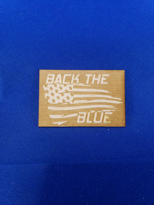 Back the Blue Tattered Flag-Laser cut natural wooden blanks