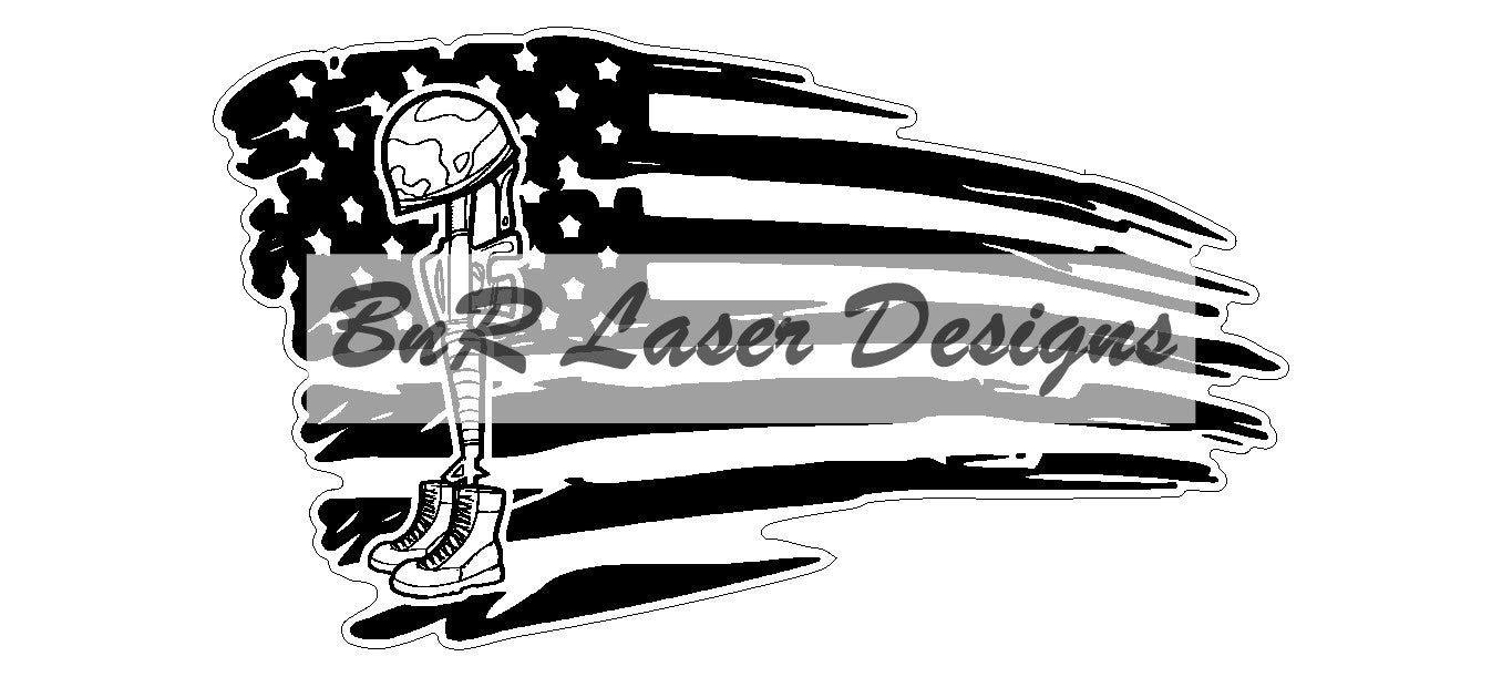 Torn Flag w/ Fallen Soldier SVG file