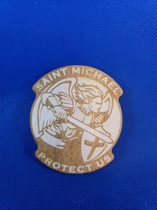 St Michael Protect Us - Laser cut natural wooden blanks