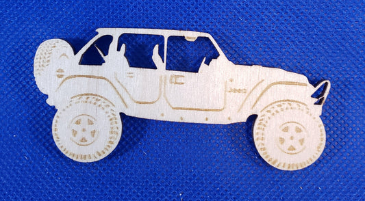 Jeep Side View - Laser cut natural wooden blanks