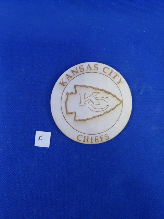 Kansas City Chiefs -Laser cut natural wooden blanks