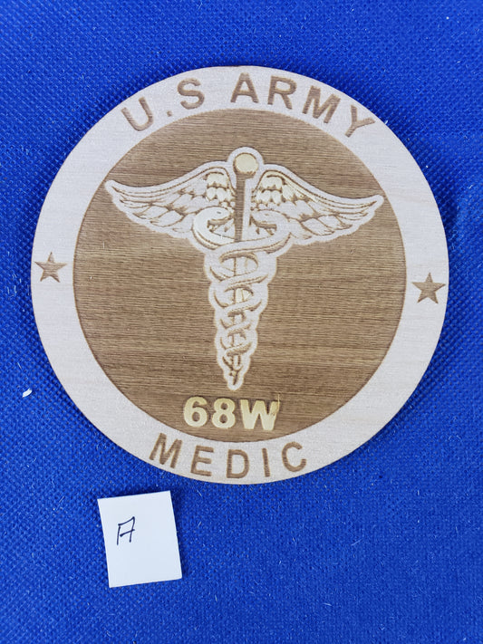 US Army Medic - Laser cut natural wooden blanks