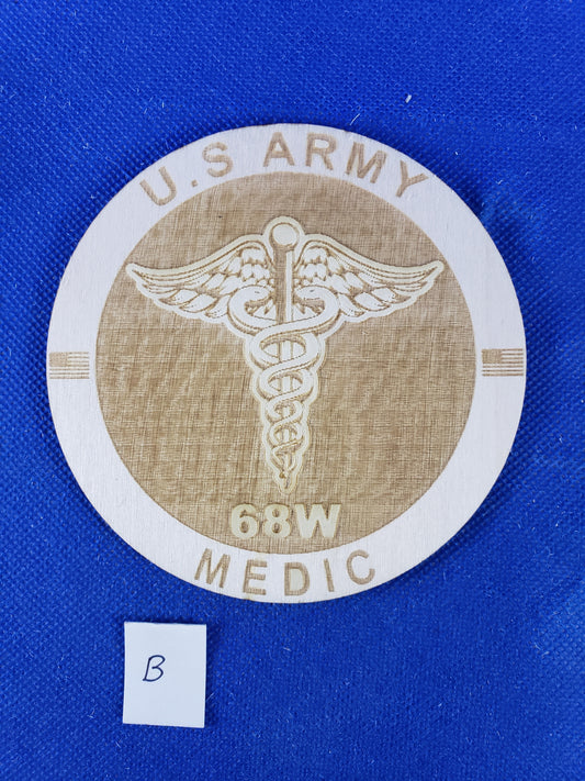 US Army Medic - Laser cut natural wooden blanks