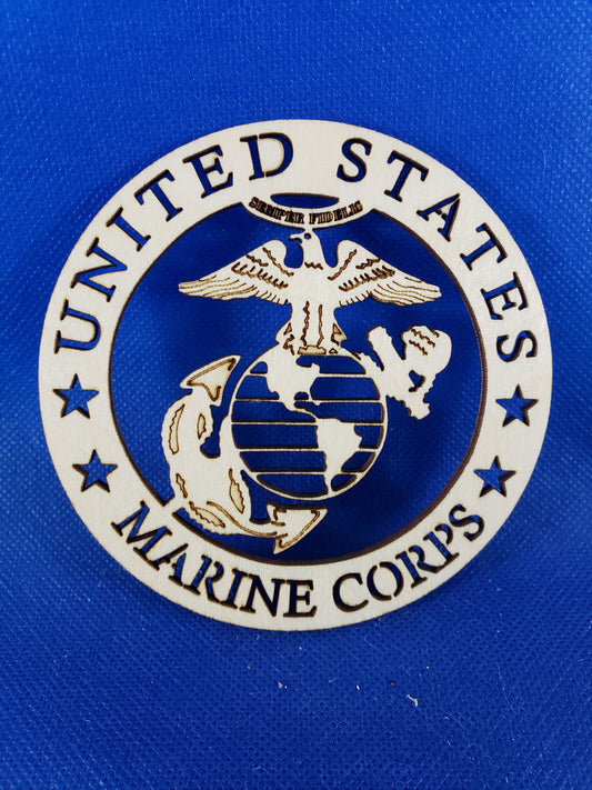 US Marine Corps Logo Cutout - Laser cut natural wooden blanks
