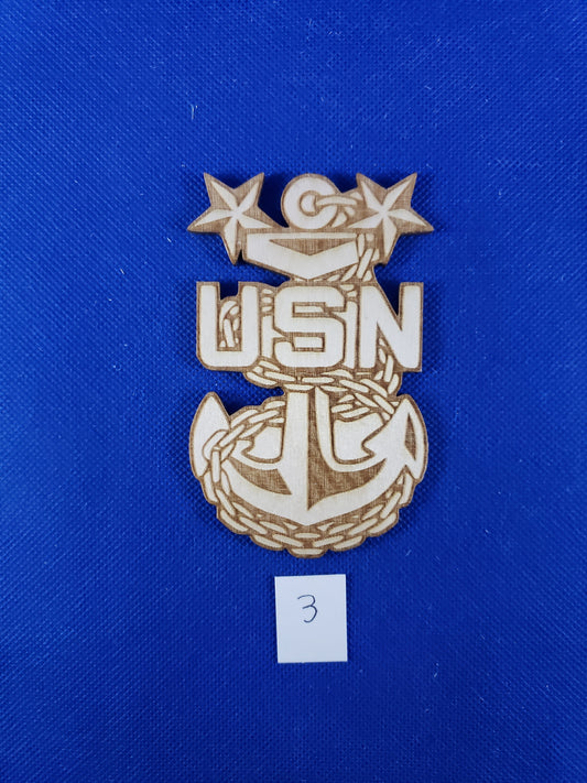 US Navy Senior Chief Anchor - Laser cut natural wooden blanks