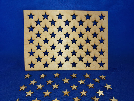 American Flag Laser cut natural wooden star field template