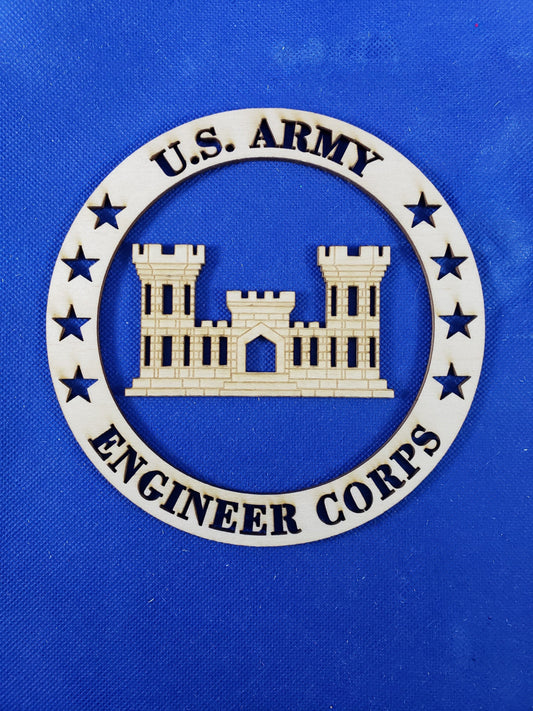 US Army Engineer Corps - Laser cut natural wooden blanks