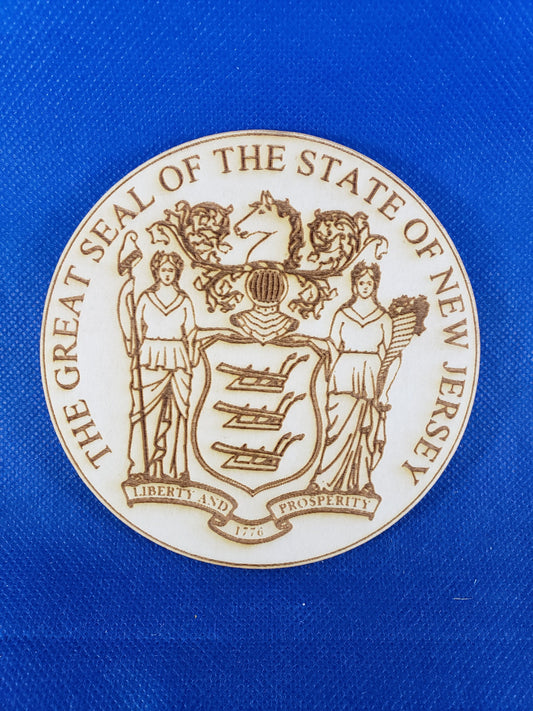 New Jersey State Seal - Laser cut natural wooden blanks