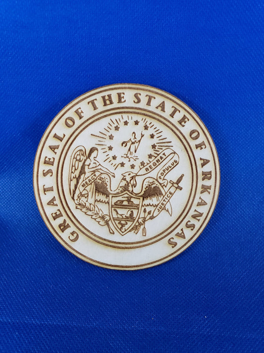 Arkansas State Seal-Laser cut natural wooden blank