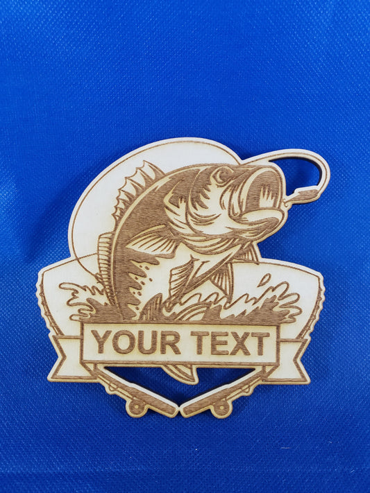 Bass Fishing with YOUR TEXT-Laser cut natural wooden blank