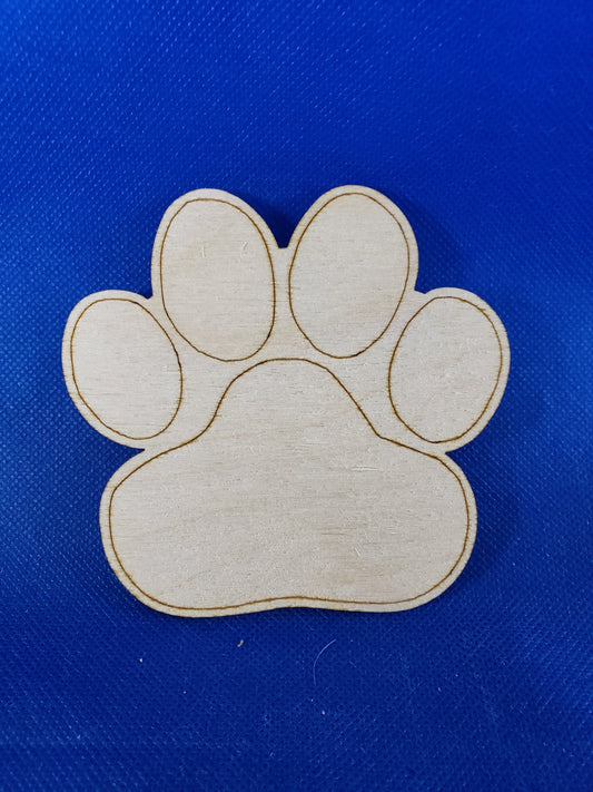 Paw Print - Laser cut natural wooden blanks
