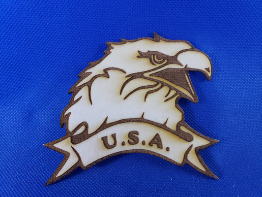 Eagle Head with USA - Laser cut natural wooden blanks
