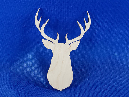 Deer head with antlers - Laser cut natural wooden blanks