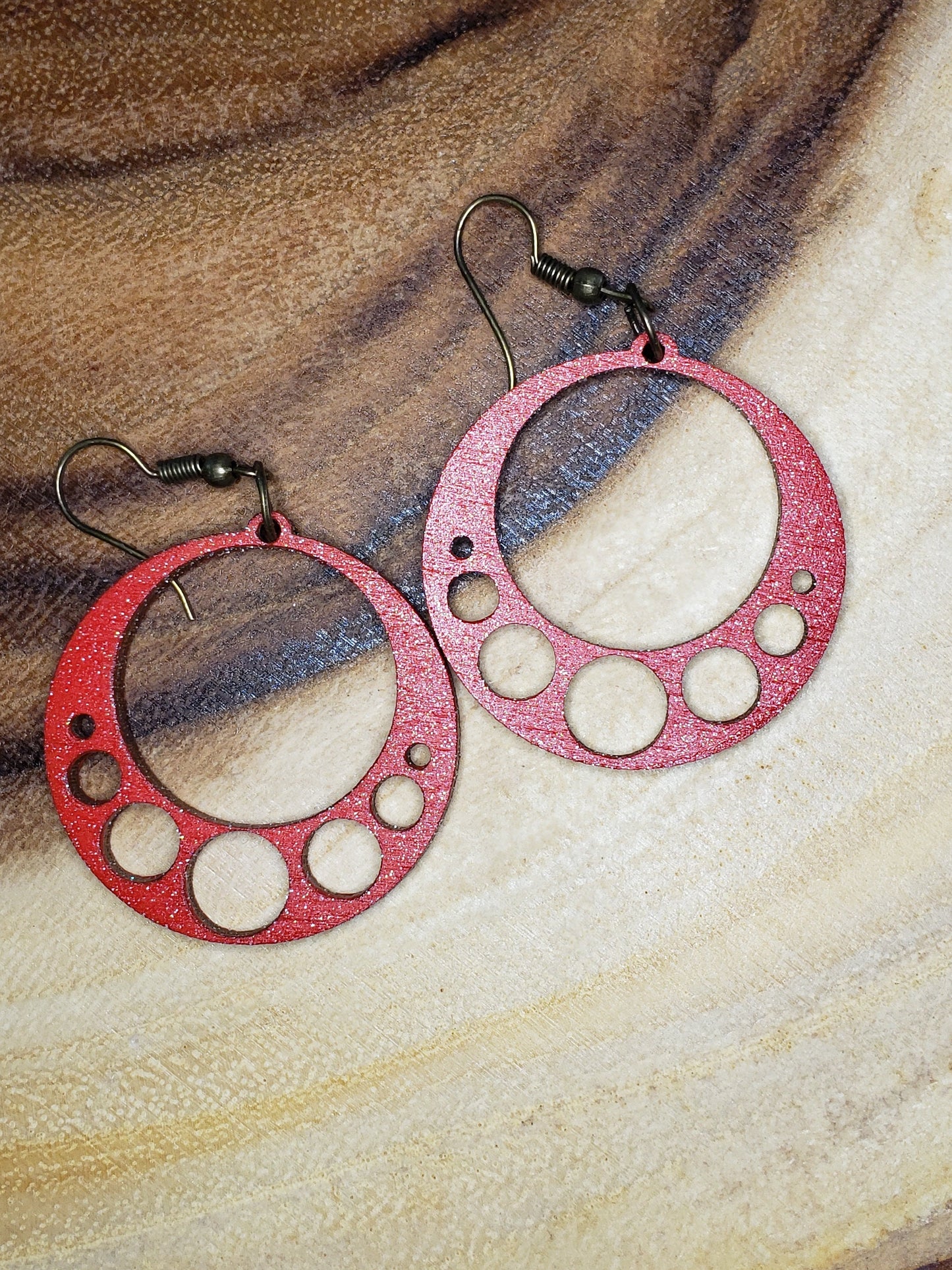 Circles in Circle - laser cut Hand painted earrings